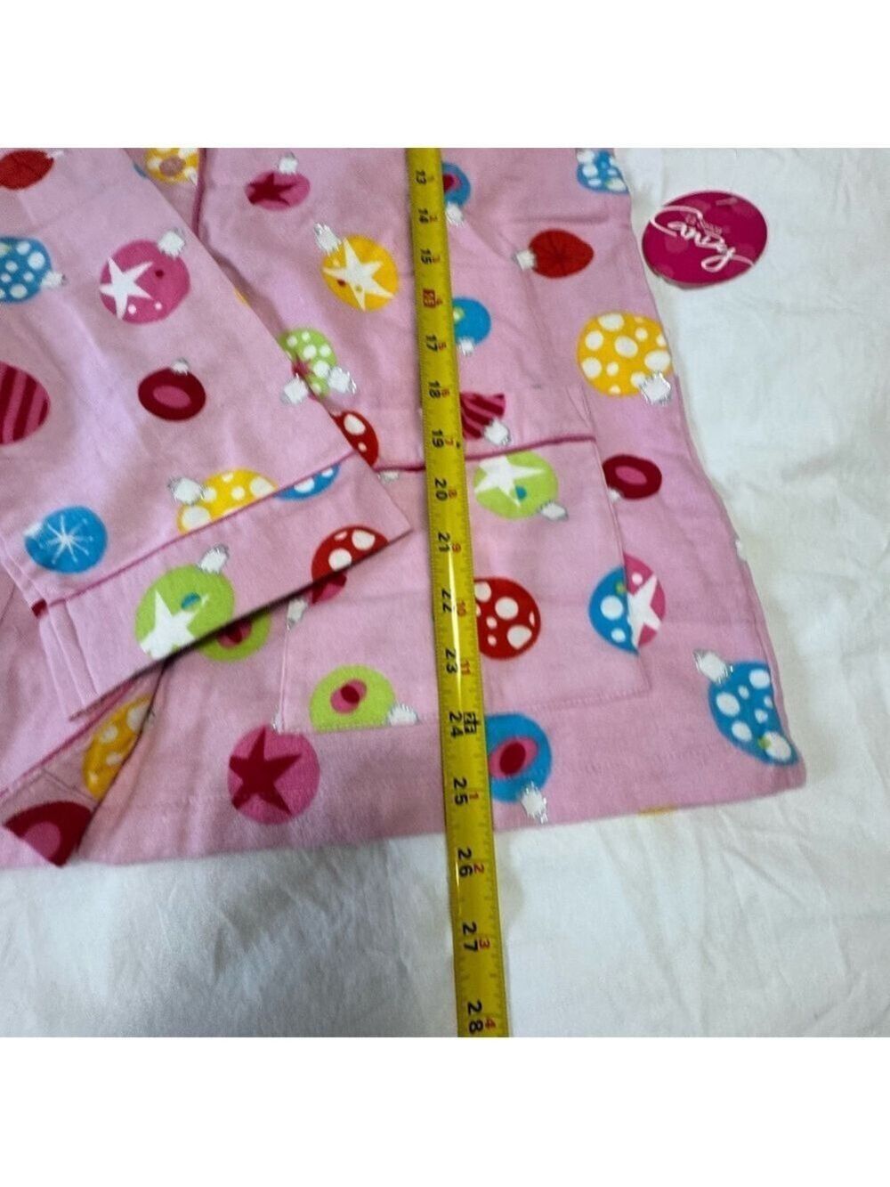 La SENZA Pink Pajama Top with Colorful Patterns Christmas Medium - Picture 8 of 11